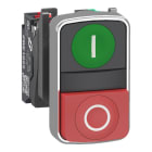 SCHNEIDER ELECTRIC - Doppeldrucktaster, Harmony XB4, Metall, 22mm, grün, rot, beschriftet I/O, tastend, 1S+1Ö, Push-In