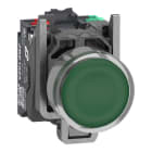 SCHNEIDER ELECTRIC - Leuchtdrucktaster, Harmony XB4, Metall, 22mm, grün, unbeschriftet, LED, glatte Kalotte, 1S+1Ö, 24V ACDC, Push-In