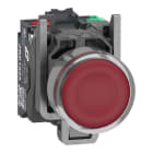 SCHNEIDER ELECTRIC - Leuchtdrucktaster, Harmony XB4, Metall, 22mm, rot, unbeschriftet, LED, glatte Kalotte, 1S+1Ö, 24V ACDC, Push-In