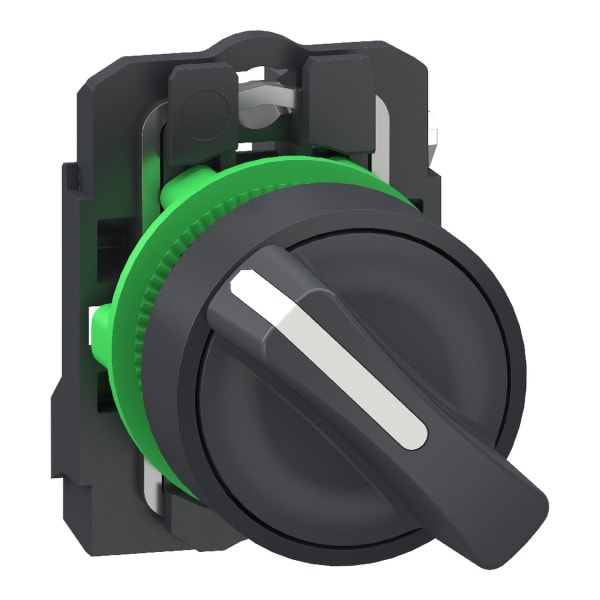 SCHNEIDER ELECTRIC - Wahlschalter, Knebelschalter, Harmony XB5, Kunststoff, 22mm, schwarz, 2 Stellungen, rastend, 1S, Push-In