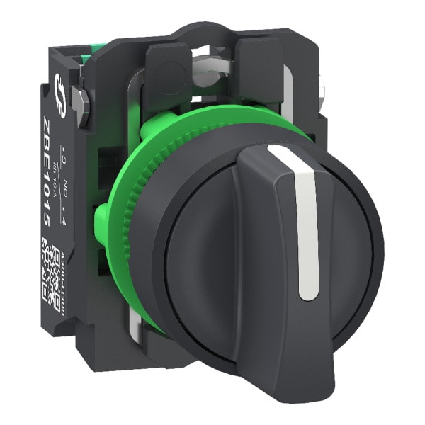 SCHNEIDER ELECTRIC - Wahlschalter, Knebelschalter, Harmony XB5, Kunststoff, 22mm, schwarz, 3 Stellungen, rastend, 2S, Push-In
