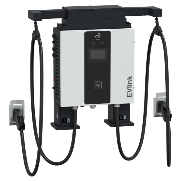 SCHNEIDER ELECTRIC - Pro DC Wallbox 60kW, 2xCCS2 5m, mit Kabelmanagementsystem, 4G, ISO15118, IK10, IP55, C3M, Display