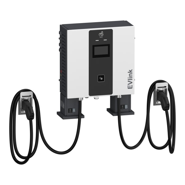 SCHNEIDER ELECTRIC - Pro DC Wallbox 60kW, 2xCCS2 5m, ohne Kabelmanagementsystem, 4G, ISO15118, IK10, IP55, C3M, Display