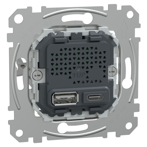 MERTEN - USB Ladestation-Einsatz Typ A+C mit Power-Delivery-Technologie und 21W Ladeleistung