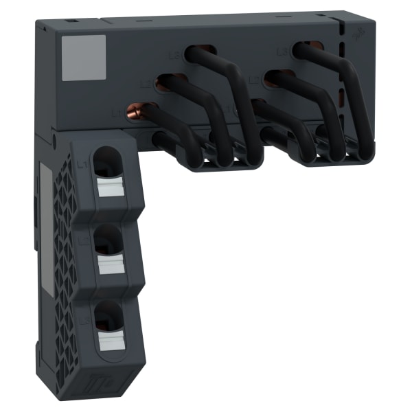 SCHNEIDER ELECTRIC - Drehstrom-Sammelschienensystem, 63A, 2 Abgangsstellen, Einspeisung Links, 45mm Abstand