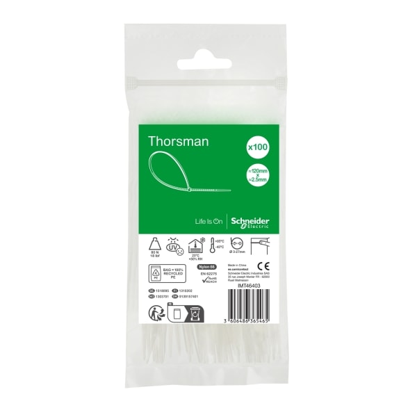 SCHNEIDER ELECTRIC - Kabelbinder Thorsman, Abmessung: 120X2,5 mm, VPE=100 Stück Farbe: klar