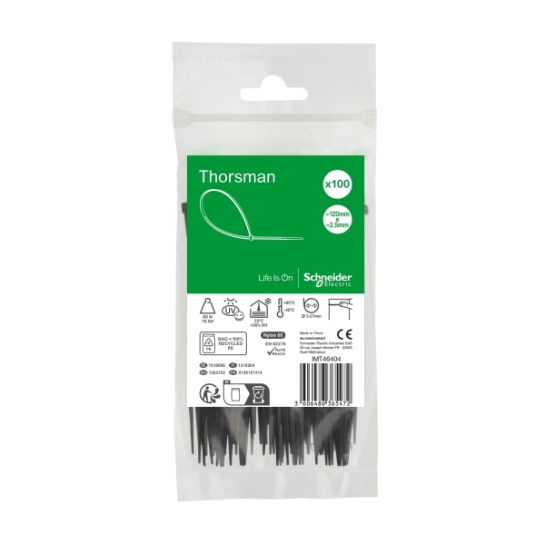 SCHNEIDER ELECTRIC - Kabelbinder Thorsman, Abmessung: 120X2,5 mm, VPE=100 Stück Farbe schwarz
