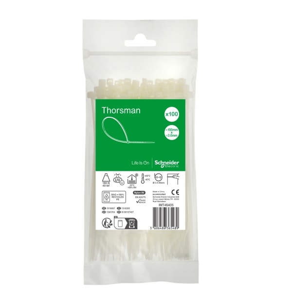 SCHNEIDER ELECTRIC - Kabelbinder Thorsman, Abmessung: 150X3,6 mm, VPE=100 Stück Farbe: klar