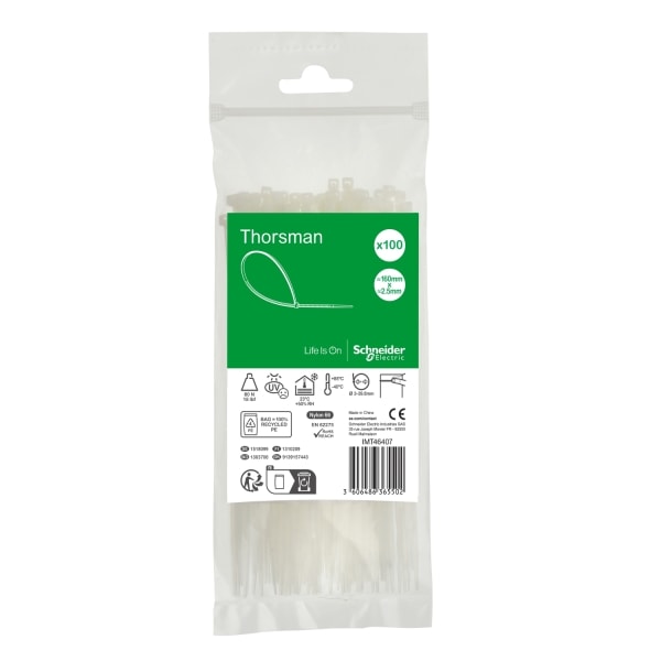 SCHNEIDER ELECTRIC - Kabelbinder Thorsman, Abmessung: 160X2,5 mm, VPE=100 Stück Farbe: klar