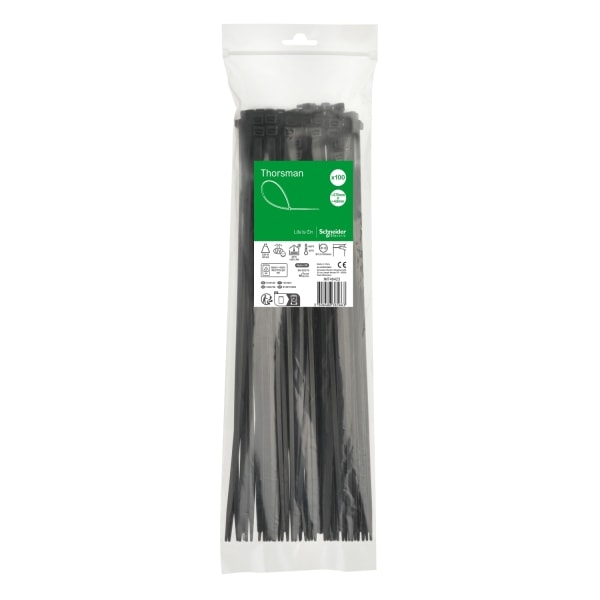 SCHNEIDER ELECTRIC - Kabelbinder Thorsman, Abmessung: 370X4,8 mm, VPE=100 Stück Farbe schwarz
