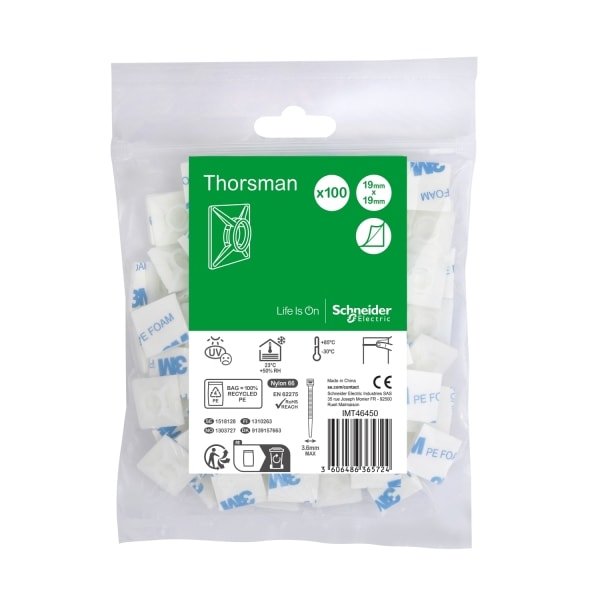 SCHNEIDER ELECTRIC - Selbstklebender Sockel fuer Kabelbinder max 3,6mm Breite VPE: 100 Stück klar