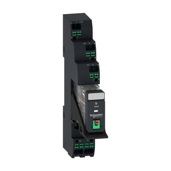 SCHNEIDER ELECTRIC - Interface-Relais, Harmony RXG, 10A, 24V AC, 1W, LED, Prüftaste, Bügel, Sockel, Push-In, vormontiert