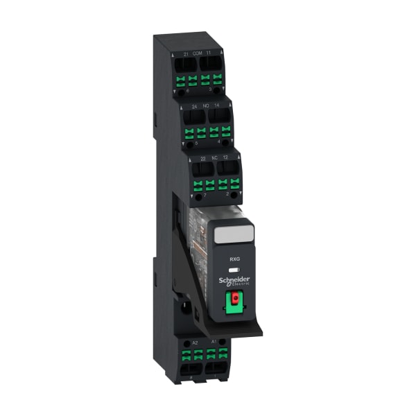 SCHNEIDER ELECTRIC - Interface-Relais, Harmony RXG, 5A, 230V AC, 2W, Prüftaste, Bügel, Sockel, Push-In, vormontiert