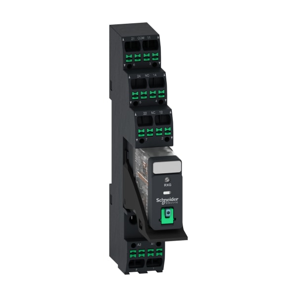 SCHNEIDER ELECTRIC - Interface-Relais, Harmony RXG, 5A, 24V DC, 2W, LED, Prüftaste, Bügel, Sockel, Push-In, vormontiert