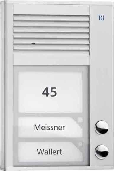 TCS - Audio Außenstation Pak 2 Tasten 1-Reihig AP Silber