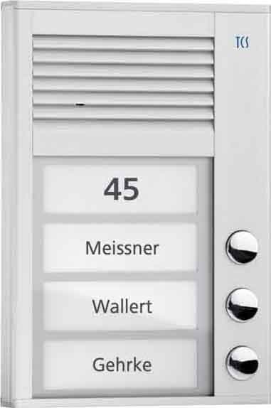 TCS - Audio Außenstation Pak 3 Tasten 1-Reihig AP Silber