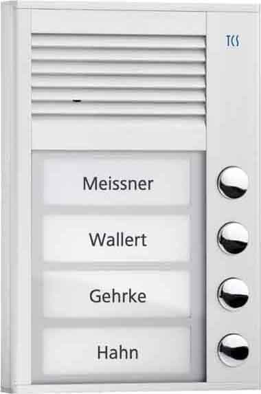 TCS - Audio Außenstation Pak 4 Tasten 1-Reihig AP Silber