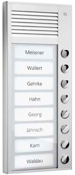 TCS - Audio Außenstation Pak 8 Tasten 1-Reihig AP Silber