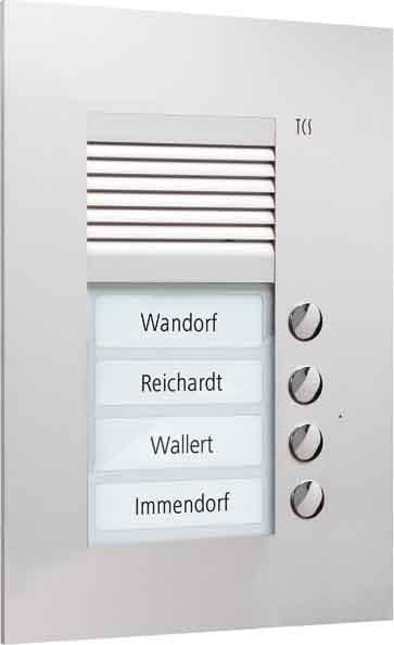 TCS - Audio Außenstation Puk 4 Tasten 1-Spaltig UP Silber