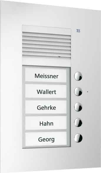TCS - Audio Außenstation Puk 5 Tasten 1-Spaltig UP Silber