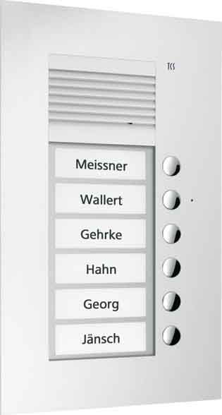 TCS - Audio Außenstation Puk 6 Tasten 1-Spaltig UP Silber