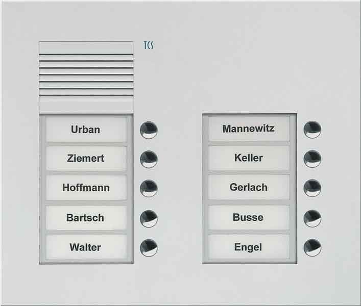 TCS - Audio Außenstation Puk 10 Tasten 2-Spaltig UP Silber