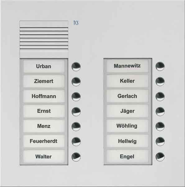 TCS - Audio Außenstation Puk 14 Tasten 2-Spaltig UP Silber