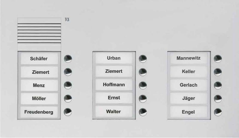 TCS - Audio Außenstation Puk 15 Tasten 3-Spaltig UP Silber