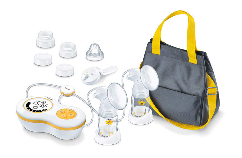 BEURER - Doppelmilchpumpe elekt Batt/Netz 10St. LCD +2Flaschen+Tasche