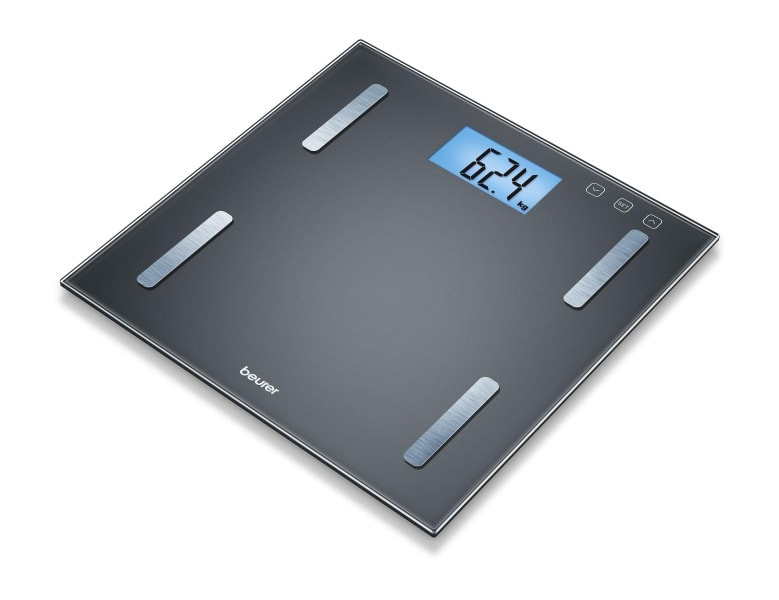 BEURER - Fettanalysewaageb.180kg Glas LCD-Anz BMI 10Speicher sw