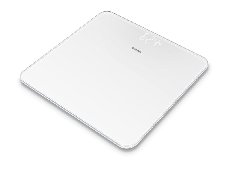 BEURER - Personenwaage b.180kg 100gTeil Glas LCD-Anzeige weiß