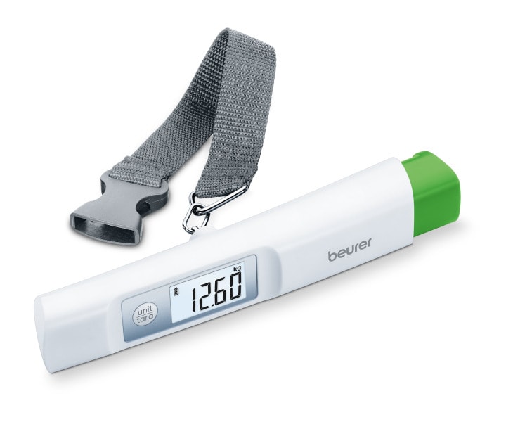 BEURER - Kofferwaage bis 50kg 10gTeil. LCD Gurtlänge 22.5cm weiß