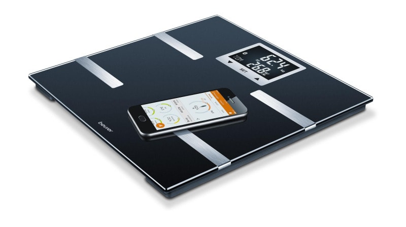 BEURER - Fettanalysewaage b.180kg LCD-Anz 8Speicher BMR+AMR BMI BT sw