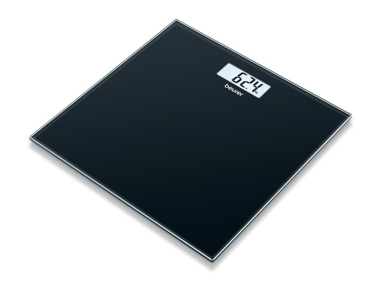 BEURER - Personenwaage b.180kg 100g Teil Glas LCD-Anzeige sw