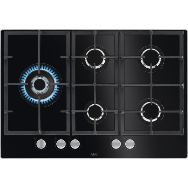 AEG HAUSGERÄTE - Gas Kochstelle Glaskeramik 74cm 5Brenner Wokbrenner sw