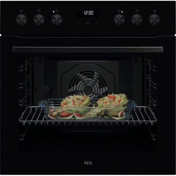 AEG HAUSGERÄTE - Einbauherd 8BA LongCl AquaCl. Uhr 72L A+ schwarz
