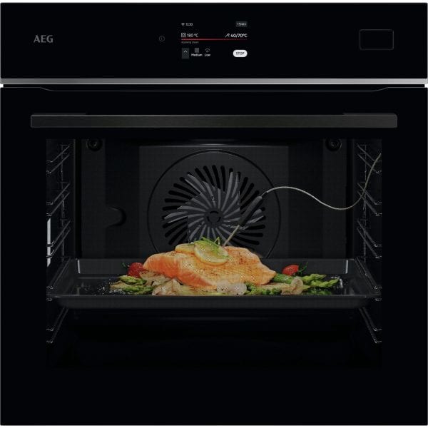 AEG HAUSGERÄTE - Einbaudampfbackofen 24BA 70L Dampfreinigung Disp WLAN sw