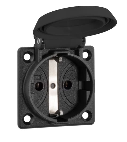 ABL-SURSUM - SCHUKO Einbausteckdose, schwarz, IP54, mit Schraubanschluss