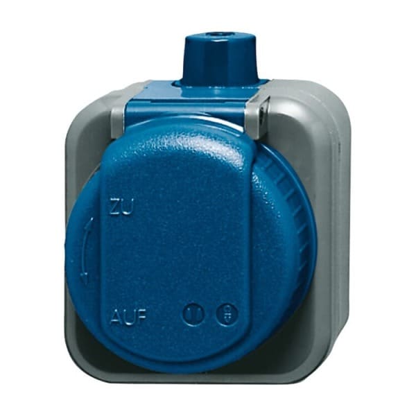 BUSCH-JAEGER - SCHUKO Steckdose mit Klappdeckel wasserdicht 16 A blau - Busch-Duro 2000 WDI