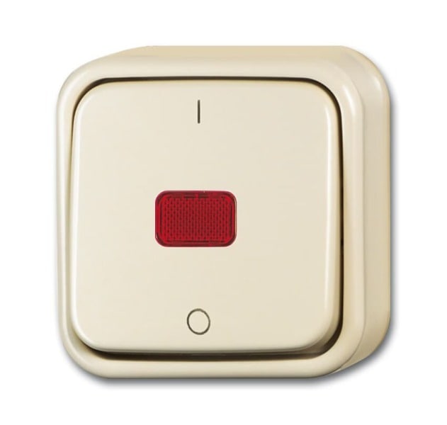BUSCH-JAEGER - Schalter Symbol ''0 und 1'' mit Glimmlampe weiß - Duro 2000 AP