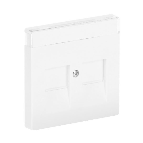 BUSCH-JAEGER - Zentralscheibe Modular-Jack 2-fach mit Beschriftung studioweiß - Plattform 63