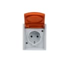 BUSCH-JAEGER - SCHUKO Steckdose mit Klappdeckel 16 A grau/blaugrün/orange - ocean