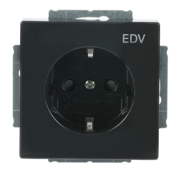 BUSCH-JAEGER - SCHUKO Steckdosen-Einsatz Safety+ mit Aufdruck EDV anthrazit - Plattform 63