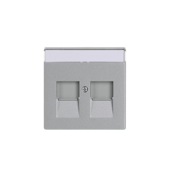 BUSCH-JAEGER - Zentralscheibe Modular-Jack 2-fach mit Beschriftung alusilber - Plattform 63