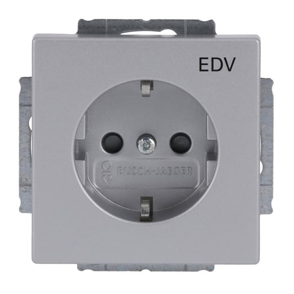 BUSCH-JAEGER - SCHUKO Steckdosen-Einsatz Safety+ mit Aufdruck EDV alusilber - Plattform 63