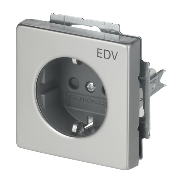 BUSCH-JAEGER - SCHUKO Steckdosen-Einsatz mit Aufdruck EDV Safety+ edelstahl - pur edelstahl