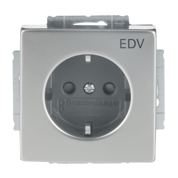 BUSCH-JAEGER - SCHUKO Steckdosen-Einsatz mit Aufdruck EDV Safety+ edelstahl - pur edelstahl
