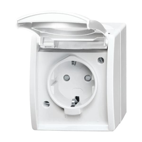 BUSCH-JAEGER - SCHUKO Steckdose Safety+ mit Klappdeckel 16 A alpinweiß - ocean