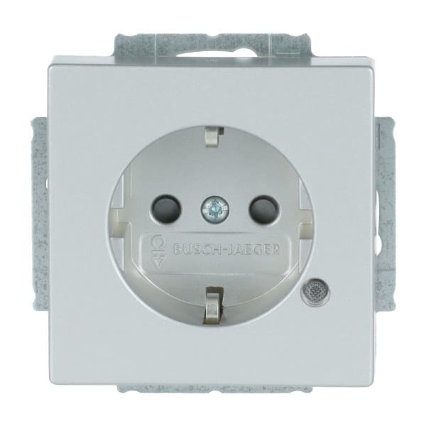 BUSCH-JAEGER - SCHUKO Steckdosen-Einsatz Safety+ mit Kontrolllicht alusilber - Plattform 63