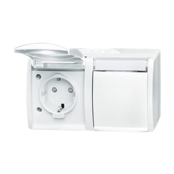 BUSCH-JAEGER - SCHUKO Doppelsteckdose Safety+ mit Klappdeckel 16 A alpinweiß - ocean